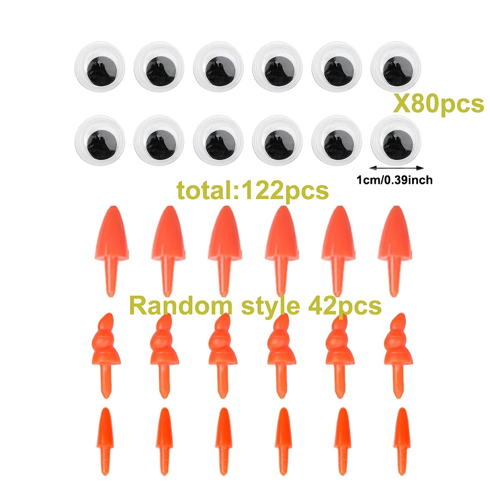 TEMU 32/122pcs Random Style Acrylic Orange Twisted Straight Carrot Nose And Eye Combination, Charms, Christmas Snowman Nose Making, Suitable For