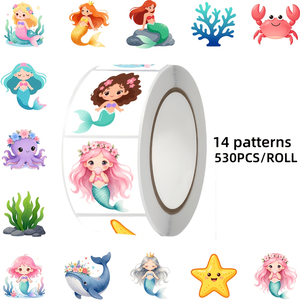 TEMU 530pcs And Other Themed Stickers, 14 Pattern Designs, Suitable For Decorating Laptops, Tablets, Notebooks, Envelopes, Gift Boxes, Luggage, Etc.,