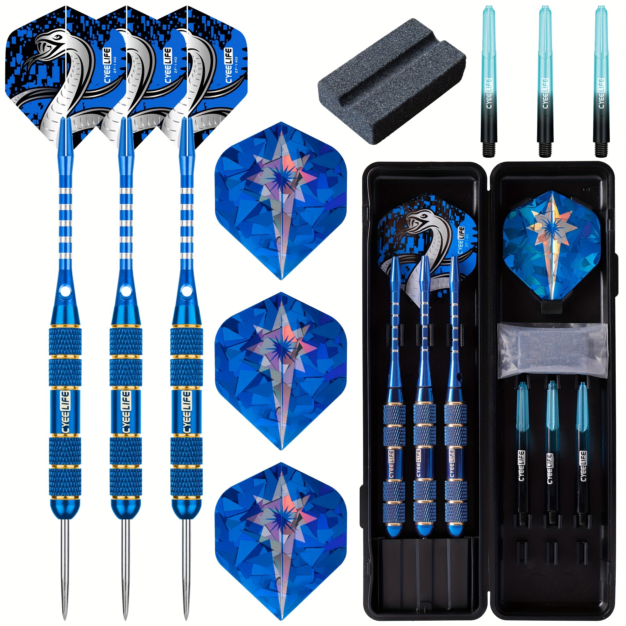 

Cyeelife 24g Steel Professional Darts Set, 3pcs Per Set + Darts Storage Portable Box Zf02)