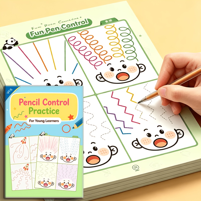Fun Pencil Control Training Book, Tracing Practice, Handwriting Practice Textbook, Coloring And Tracing Book,,…: retailer-supplied image