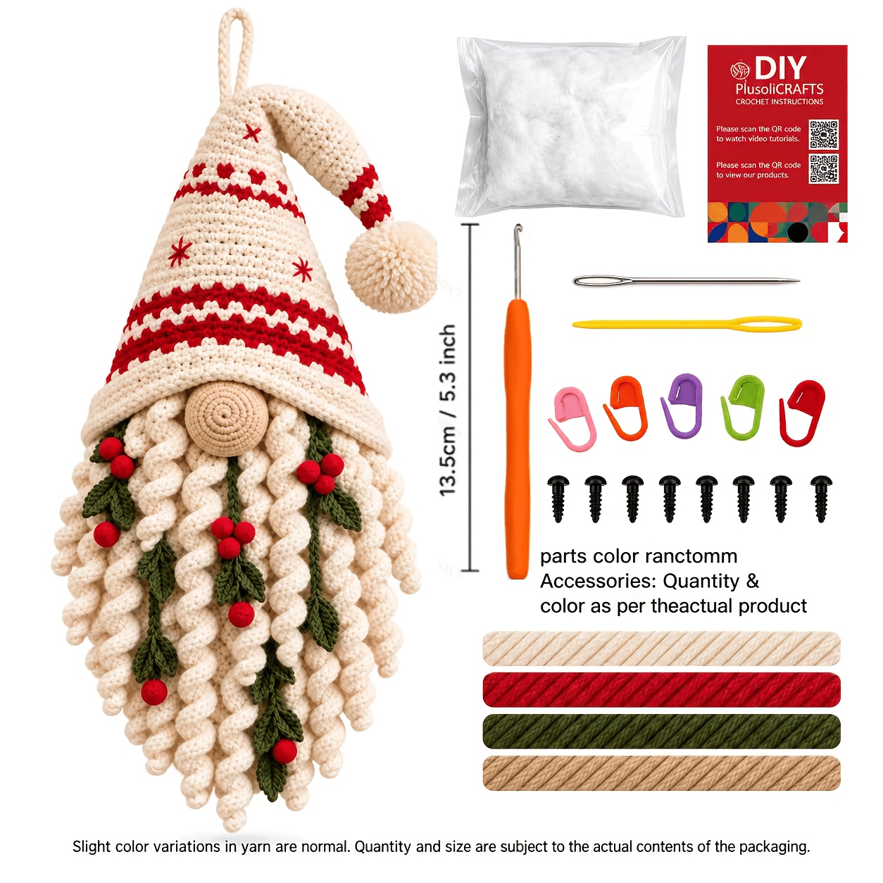 TEMU Santa Claus Crochet Material Kit, Creative Crochet | Includes Making Tutorial | Contains Crochet Hook, Color Yarn, And Additions | Gift For Best
