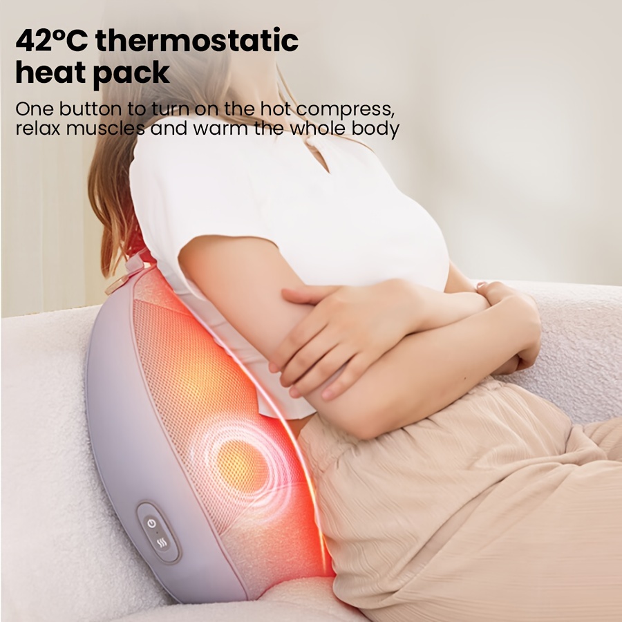 

1pc 2000mah Rechargeable Electric Hot Compress Massage Cushion For Home Use, Wireless And Portable Massage Waist Back Massager Beating Massage Backrest