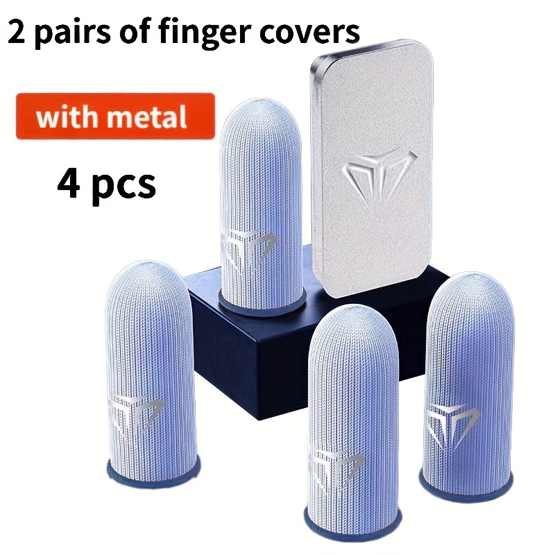 

4pcs Gaming Finger Sleeve, With Metal Box, Game Controller Sweatproof Breathable