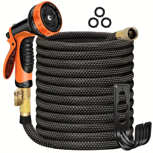 100ft heavy duty garden hose non expandable with 3 4 solid brass fittings leakproof design durable rubber material threads gardening cleaning forestry 25ft 50ft 75ft 100ft 150ft kit