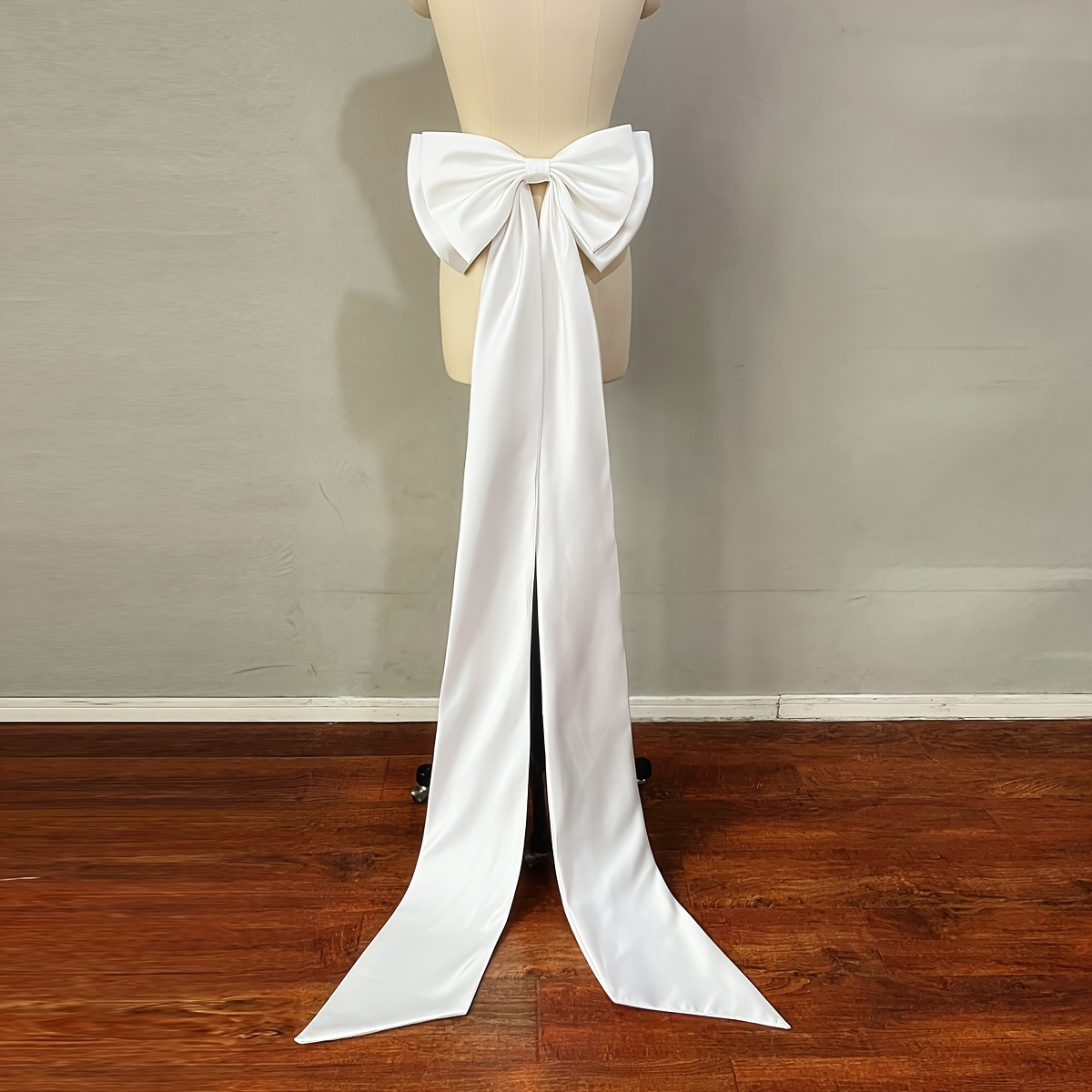 

White/black Satin Back Big Double Layer Bow With Ribbon 150cm For Waist Decoration Elegant Bridal Accessory