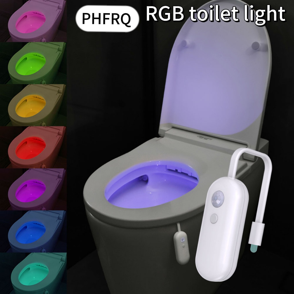 E-shop PHFRQ-RGB Bewegungsmelder-LED-Toilettenlicht, mehrfarbig einstellbares Badezimmer-Nachtlicht, USB-Aufladung, einfach zu installieren, geeignet