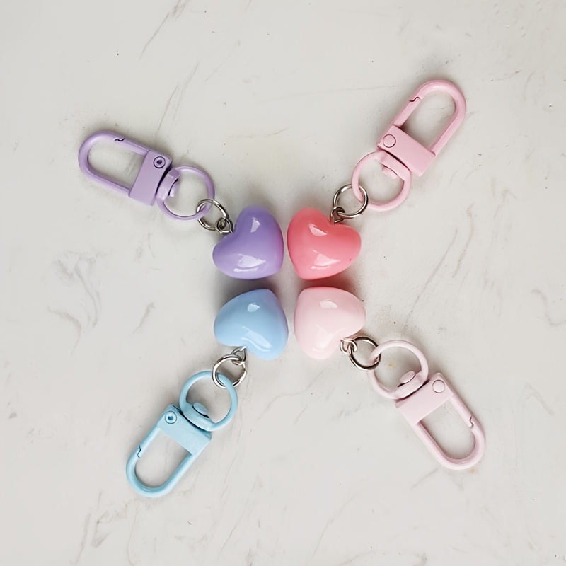 TEMU 5pcs / 4pcs Macaron Color Chubby Heart Keychain Resin Bag Charm, Girly Heart Student Cute Small Gift, Suitable As A Unique Gift For Weddings,