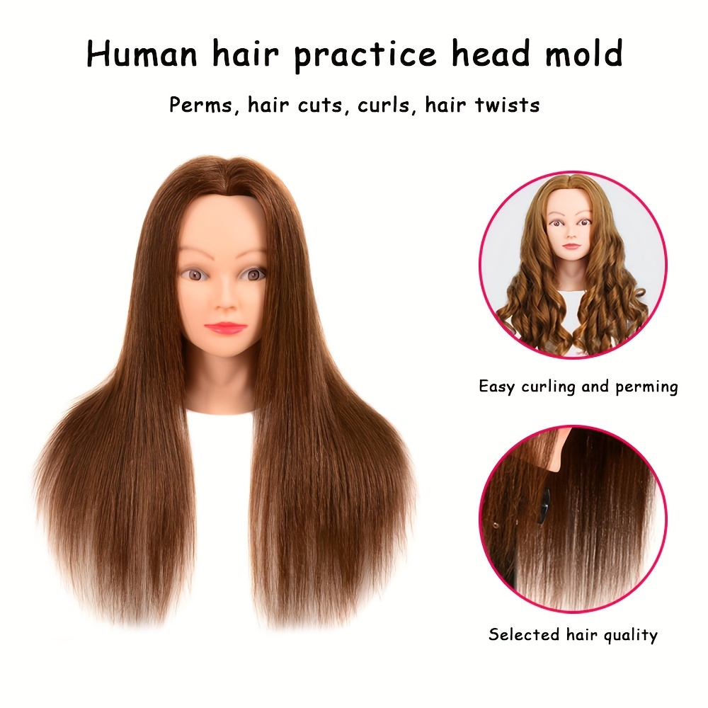 100% Human Hair Apprentice Barber Doll Head Hairdressing - Temu