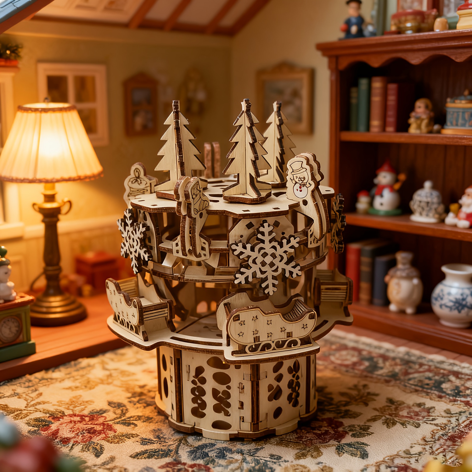 3d wooden puzzle christmas music box handcrafted assembly - Temu