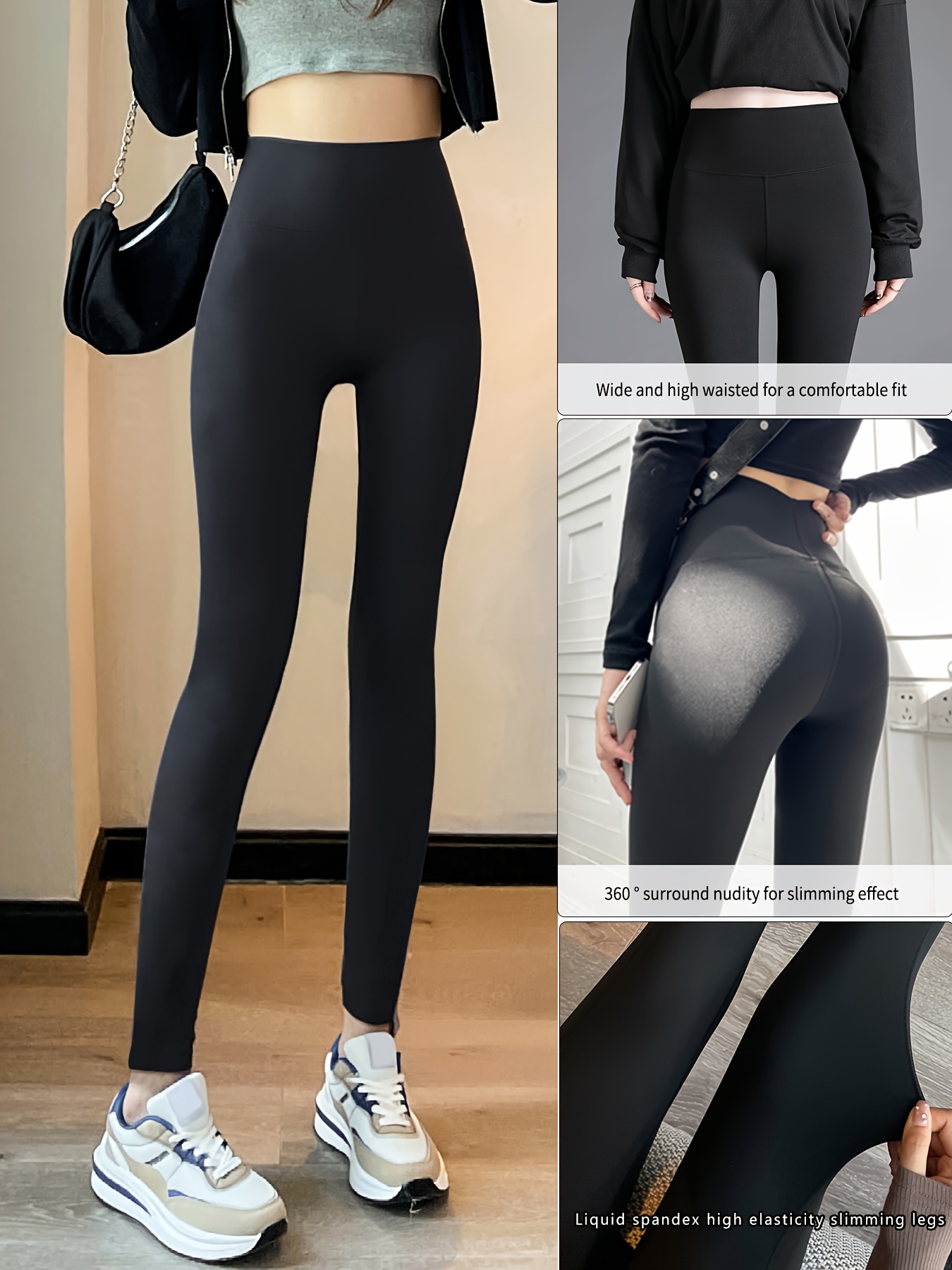 5pcs/Pack Women's High-Waisted Sexy Elastic Workout Leggings With Pockets  For Fitness, Running, Yoga, Thickened, Soft, And Comfortable