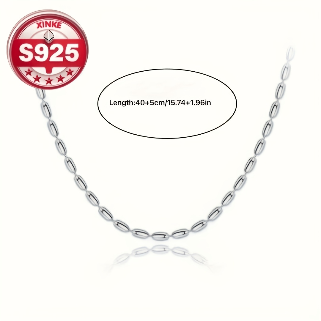 925 Silver Minimalist Rice Grain Necklace, Gift for Girlfriend