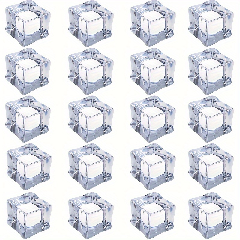 E-shop 20 Stück Klare Kunst-Eiswürfel, 0,7 Zoll Plastik Eiswürfel Acryl Diamantform Quadratische Deko-Eiswüfer für Heimdekoration,