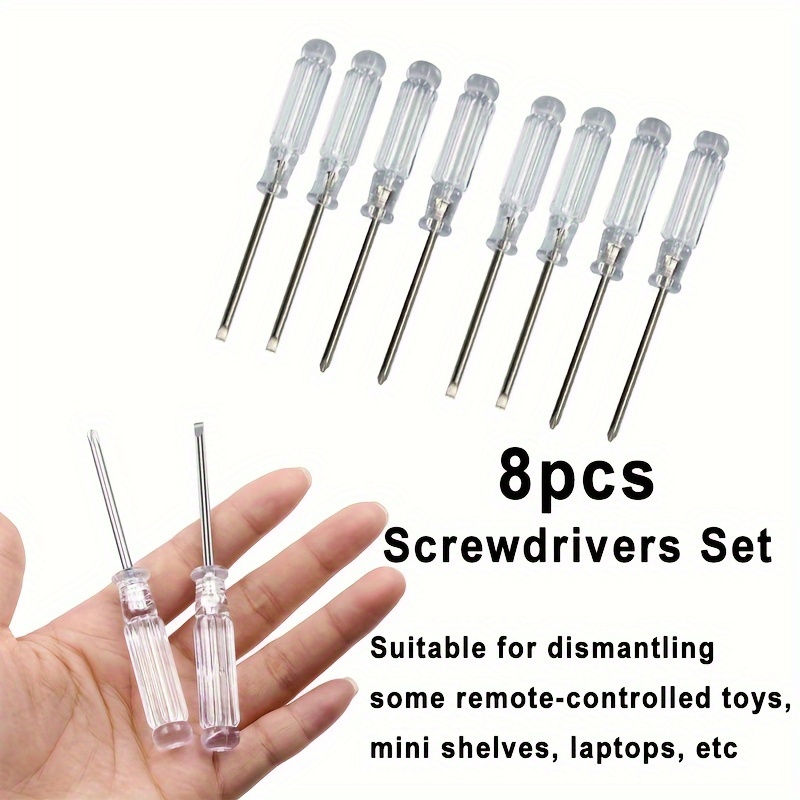 

8pcs Mini Screwdriver Set With Clear Handles - Ideal For Electronics, Toys & Small Repairs | Perfect Skills Exercise Tool | Great Gift For Halloween, Christmas, Thanksgiving, Precision Screwdriver Set