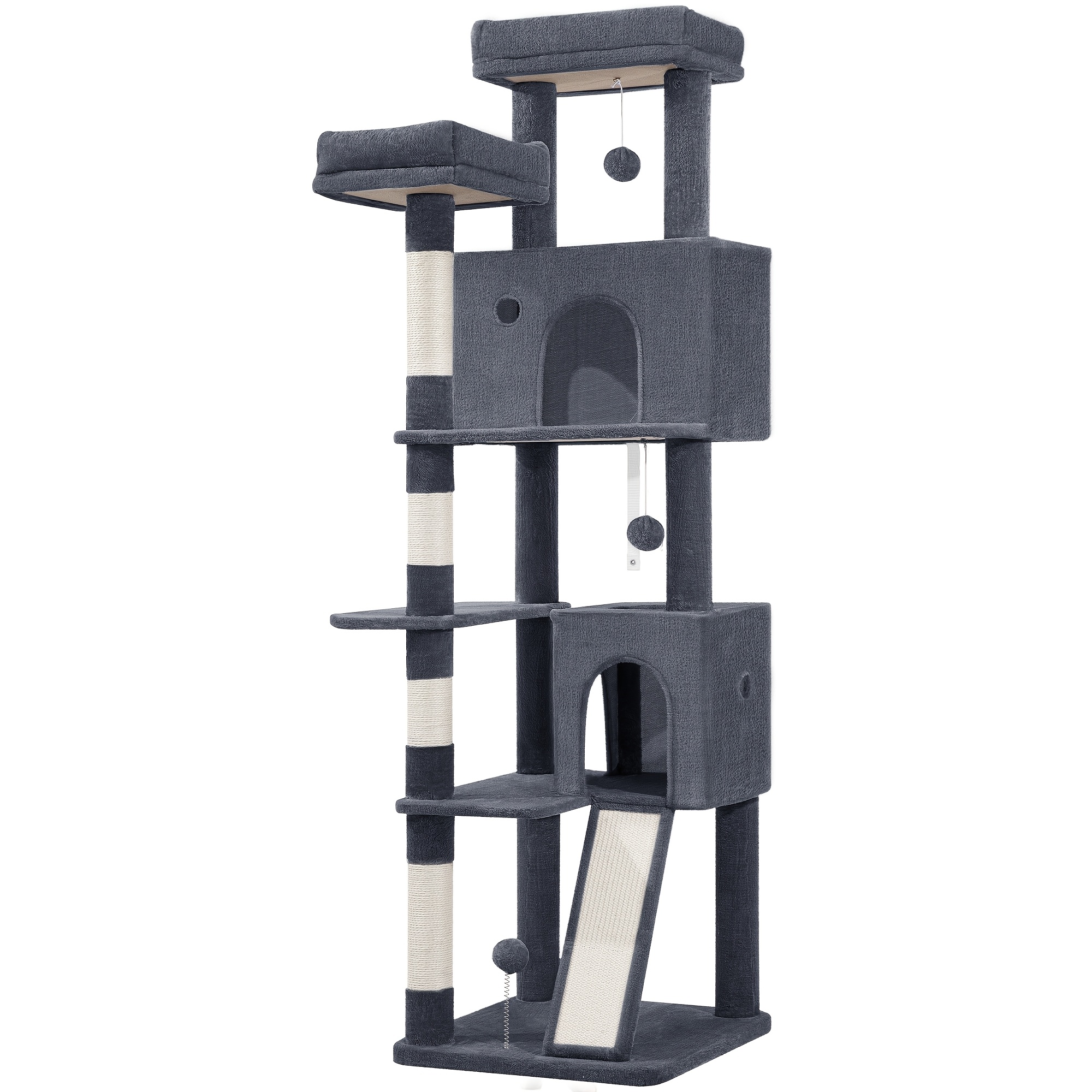TEMU Large Cat Tree, Cat Tree Tower, 178cm Cat Tree For Indoor Cats, Multi-level Cat Climbing Frame With Scratching Posts, Scratch Board, 2 Comfy