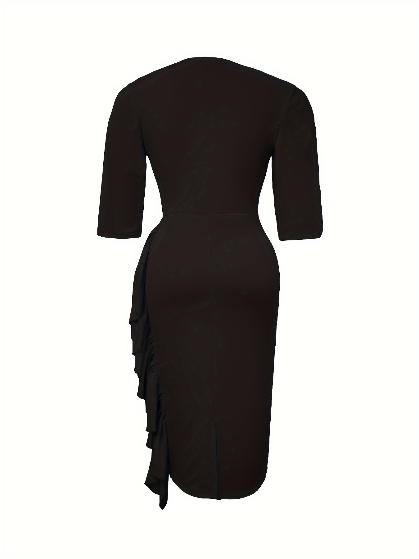 Ladies' Fashion Elegant V-Neck Ruffle Trim Cute Ribbon Dress + Zhou Dongzhi Elegant Direction