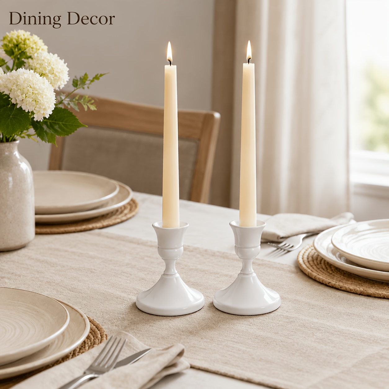 TEMU 2pcs White Iron Cone-shaped Candlestick Set, Home Decor Good, Candlestick, Suitable For Weddings, Parties, Banquets And Table Decoration,