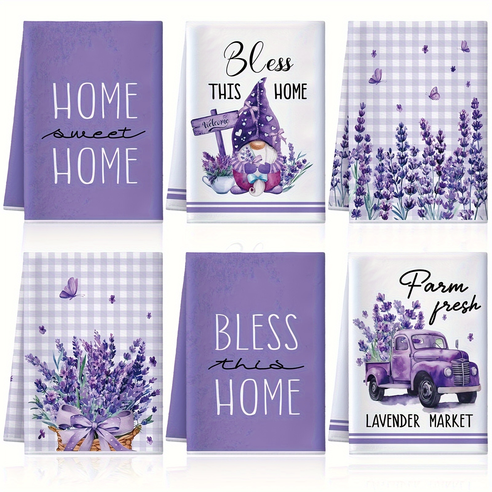 

[customer ] Lavender Towel Set - 4/6pcs, Polyester Dish & Hand Towels, Rustic Farmhouse Style, Bathroom Decor & Holiday Gifts, 24x16 Inches