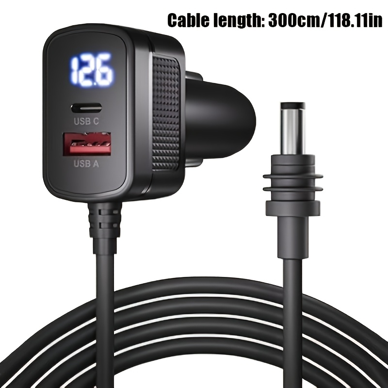 Chargeur allume cigare Mini Starlink pour Voiture, Câble d'Alimentation Mini Star Link 3,05 mètres/91,44 cm, Accessoires Mini Starlink 100W 12V-24V avec Prise USB, Port Type-C et Voltmètre