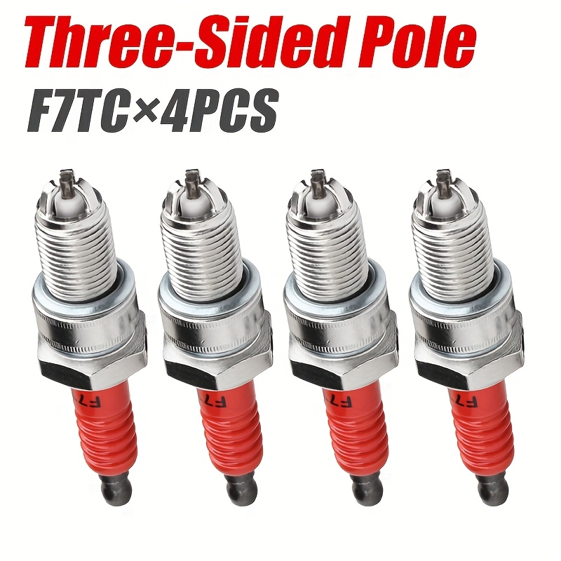 Image of 4pcs Set, F7tc 3-electrode Plugs - Suitable As Replacement Spark Plugs For Four-stroke Gasoline-powered Lawn Mowers, Generators, Water Pumps, Tillers, Snow Blowers, And Adv Off-road Motorcycles