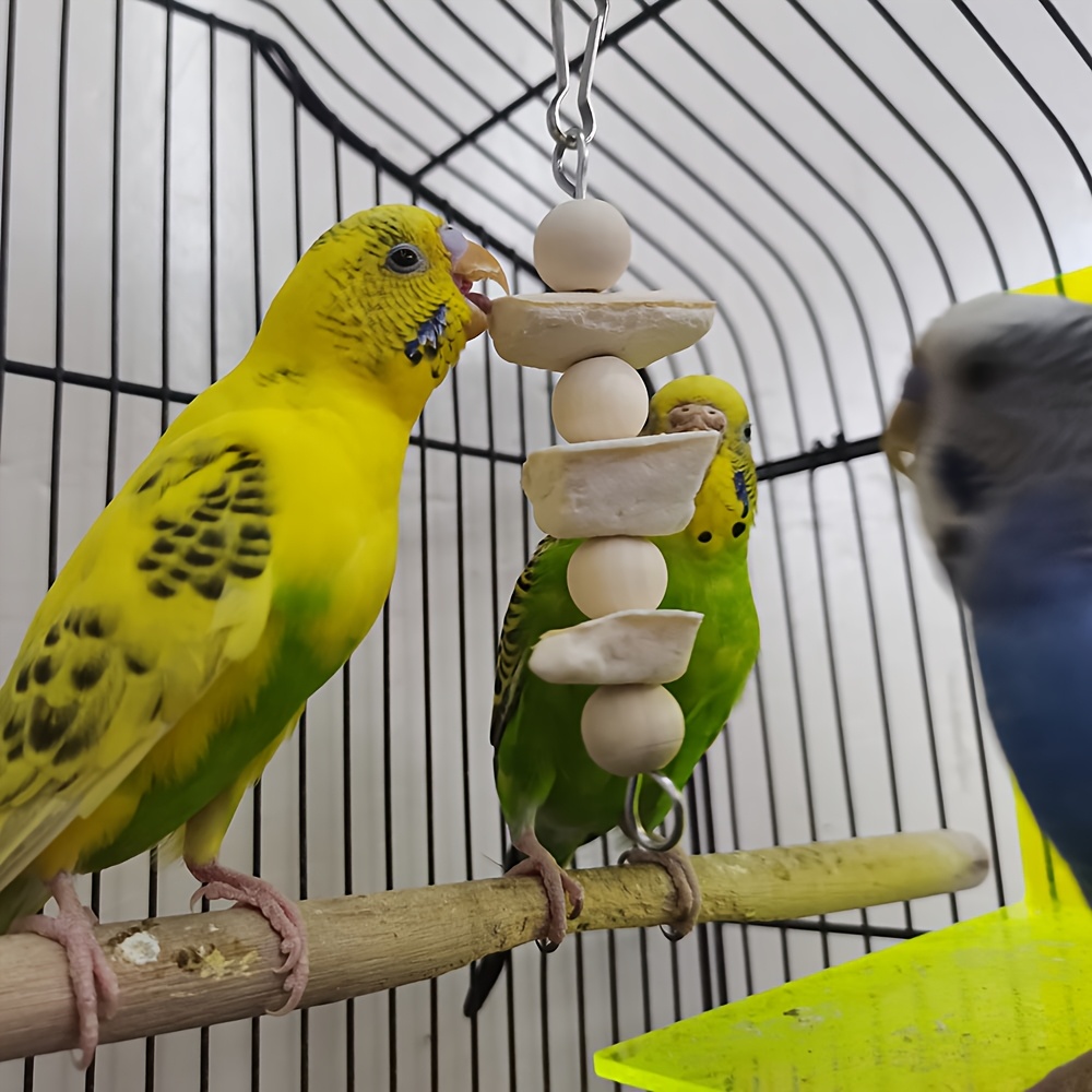 Image of Thanksgiving Cuttlebone Wooden Beads Parrot Chewing Toy Hangable For Foraging Activities Birdcage Decoration Bird Toy Additions