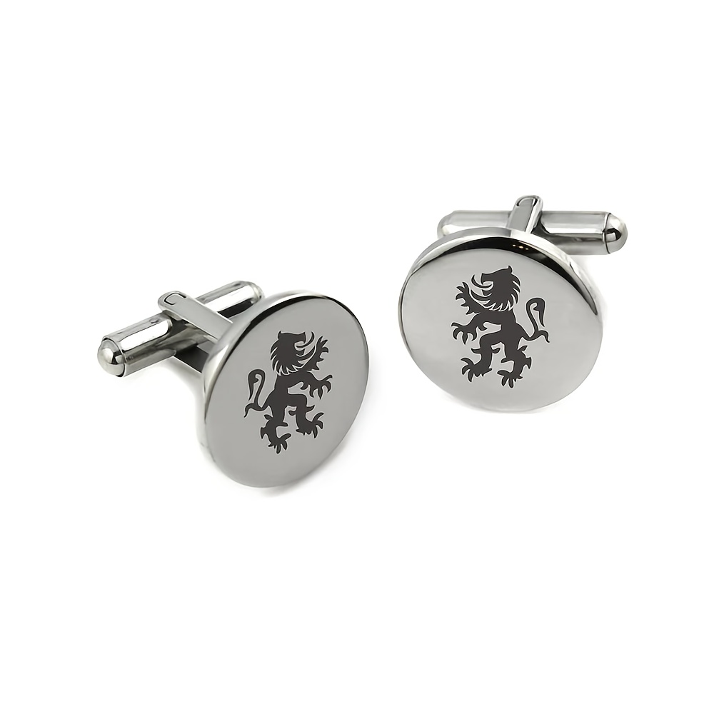 TEMU Custom Lion Black Label Cufflinks - Personalized Cufflinks - Stainless Steel Cufflinks - Custom Cufflinks - Designed Cufflinks - Tailored Design