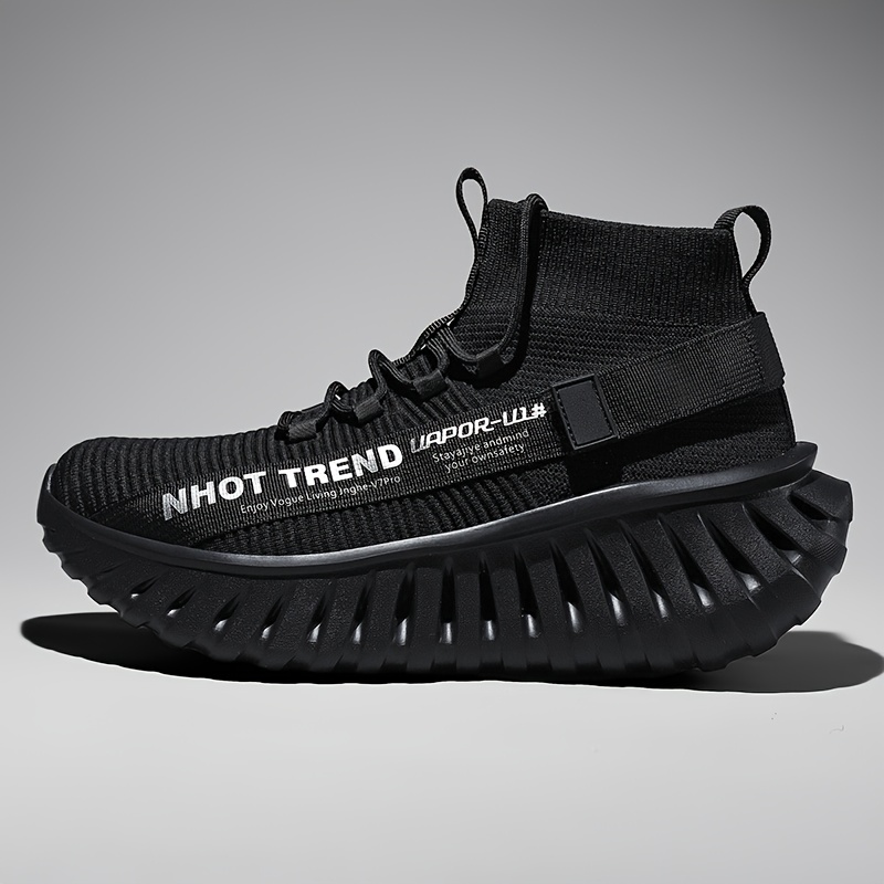 Men's Fashion Mid-Top Shoes, Men's Casual Sneakers, Breathable Mesh, Lightweight and Shock-Absorbing, Wide Elastic Band Design for a Snug Fit
