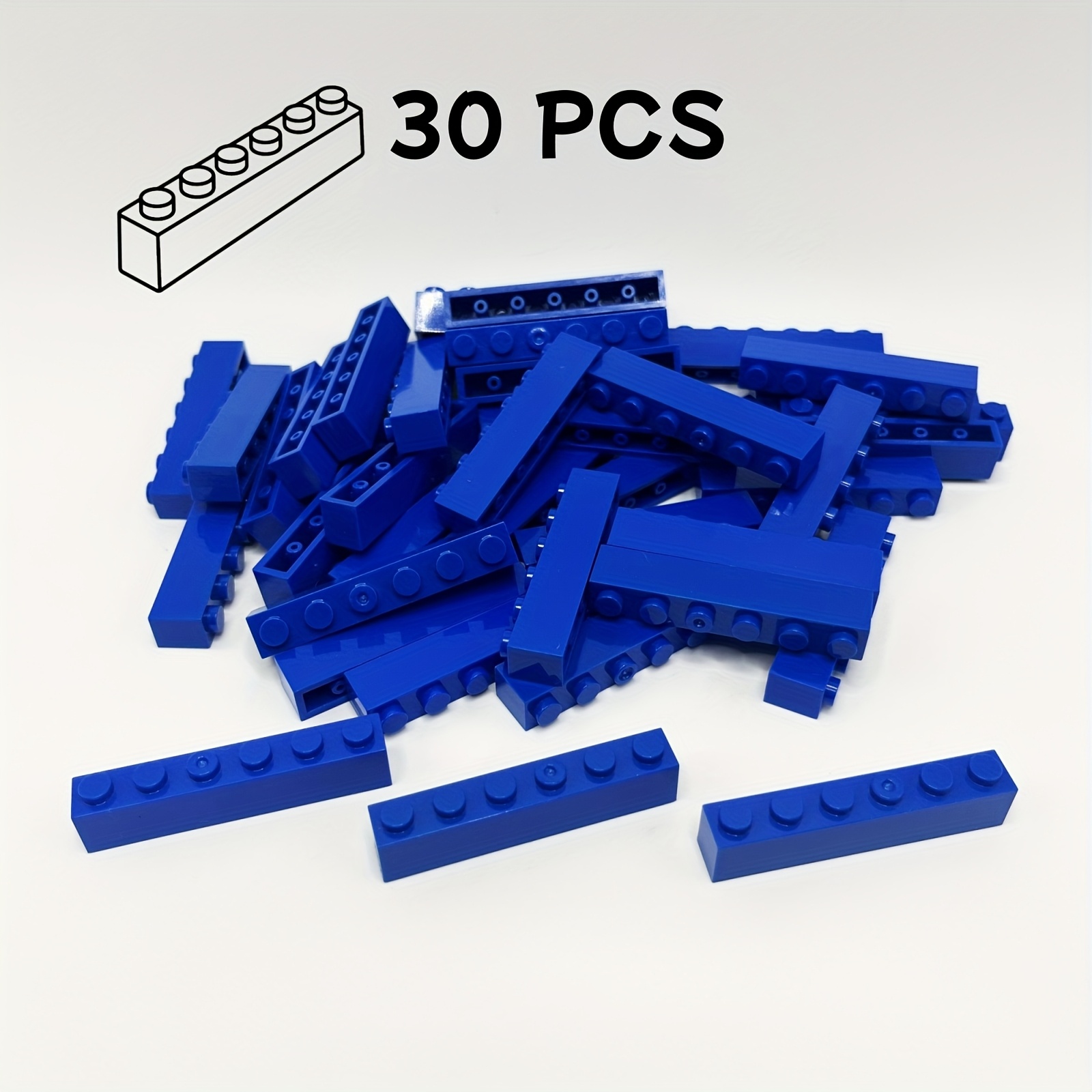 30pcs Multicolor Blocks 1x6 Studs Hole Small Building Block Toy