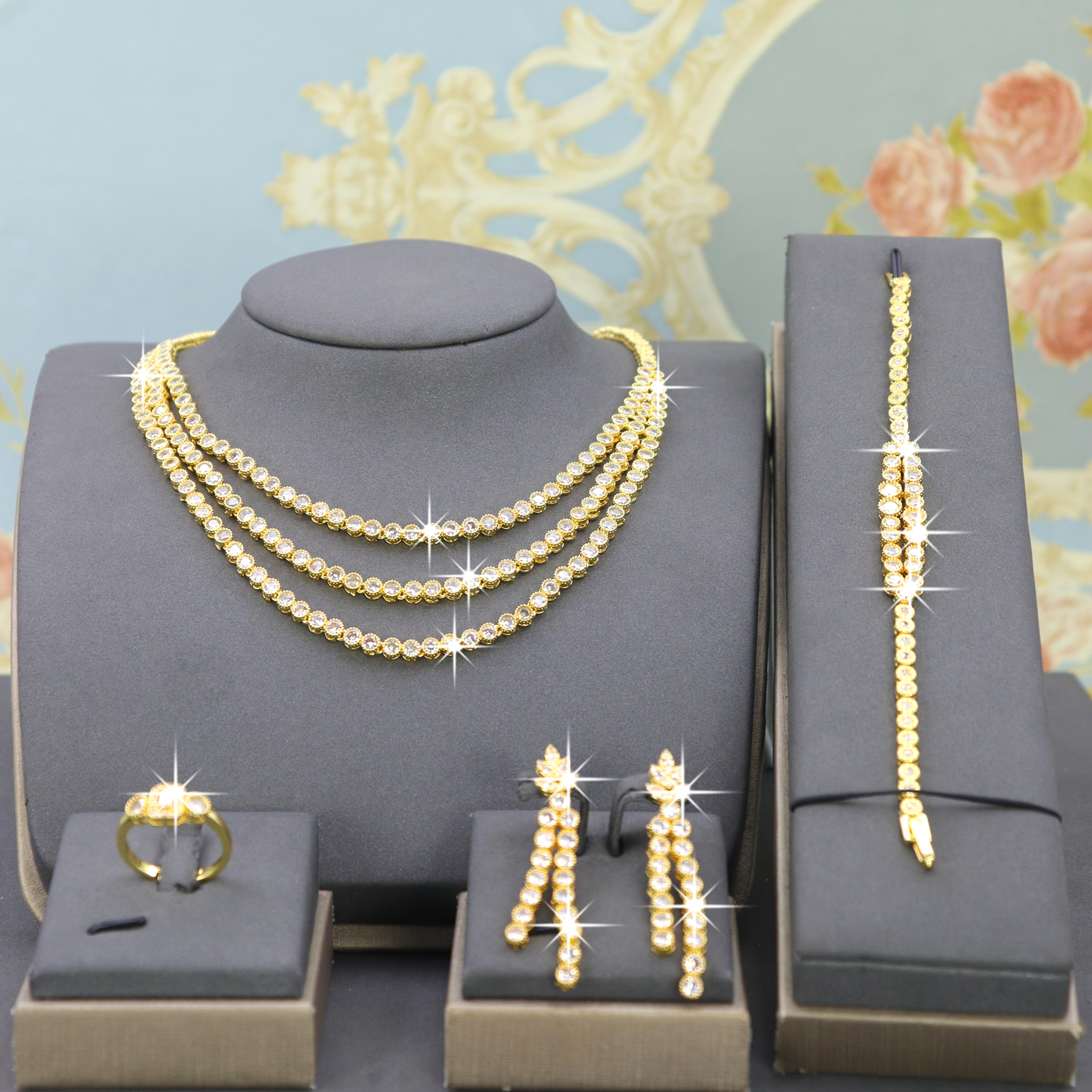 5pcs of 18K Gold-plated * Design Bridal Romantic Wedding Jewelry Set, * Weddings, Banquets, Parties or Daily Wear, Suitable for *. image 2