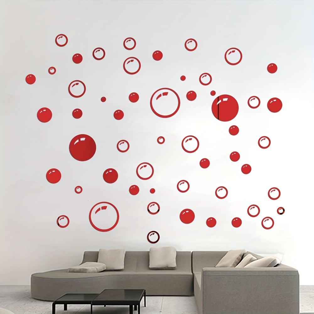 58pcs acrylic bubble circle   wall stickers 3d self   decals for bedroom living room bathroom vanity home decor reusable holiday art deco with glossy   no electricity needed bathroom wall stickers   decor details 0