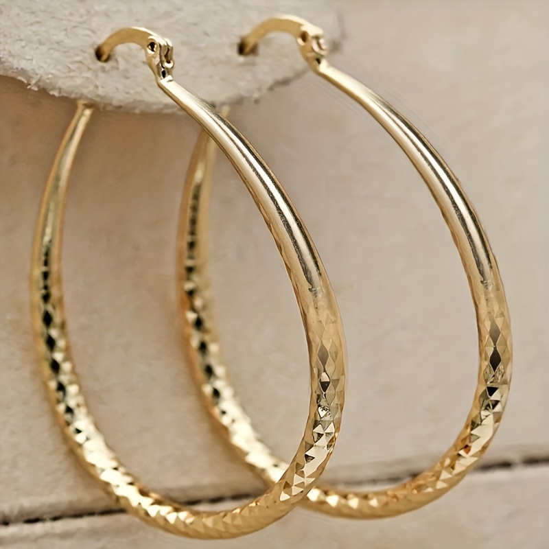 Image of 1 Pair Of Women's Fashion Hoop Earrings, Simple And Sexy Glossy Circle Earrings, Perfect For Daily Wear, Parties, Vacations, And Gift , Middle Eastern Special Festival Jewelry