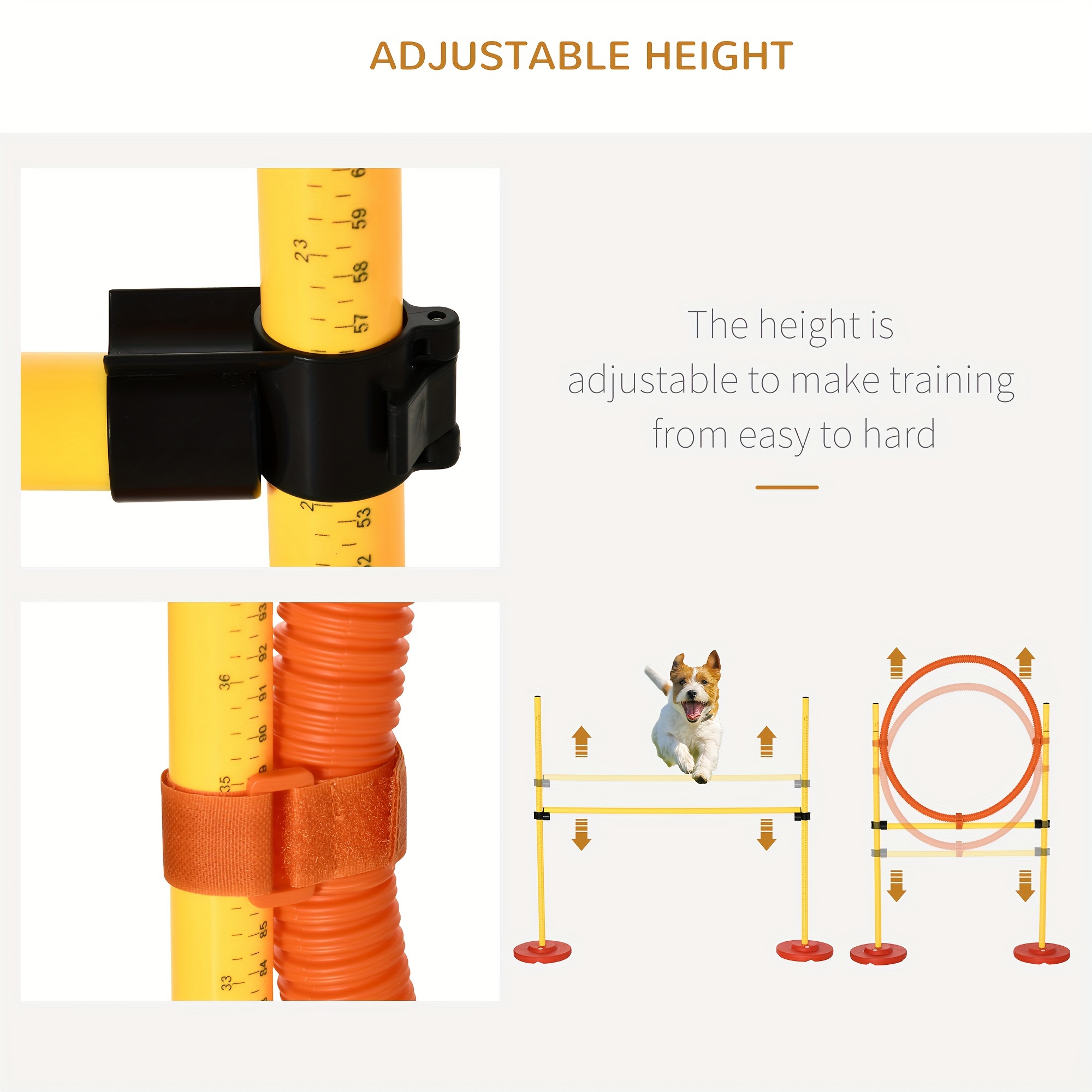 

Pawhut 3pcs Dog Agility Training Equipment, Outdoor Obstacle Course Starter Kit With Hoop, Hurdle, Weave Poles And Carrying Bag