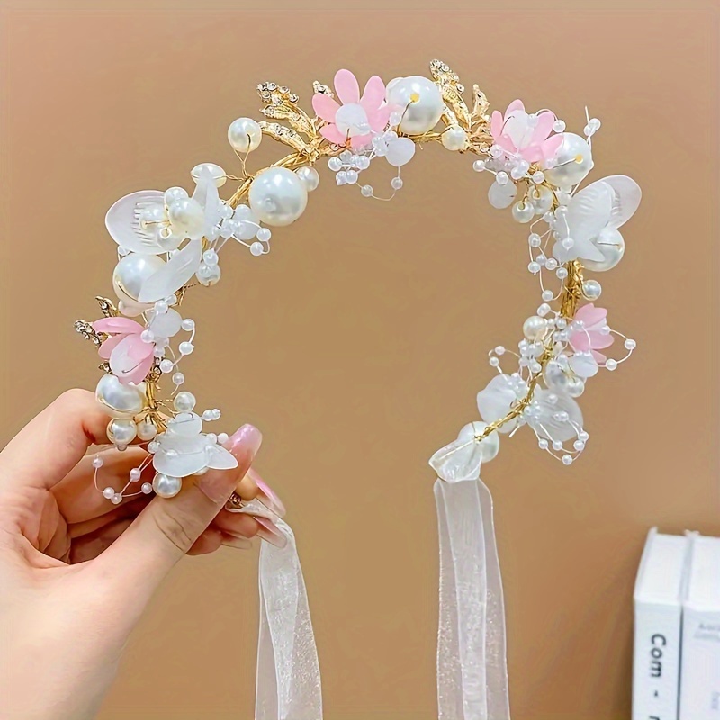 Romantic Alloy Wedding Tiara With Pearls