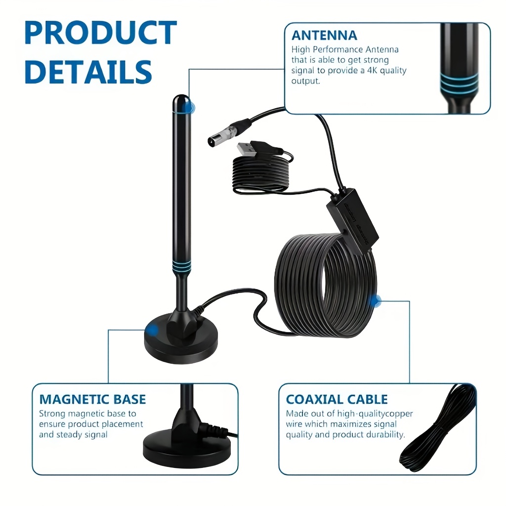 2026 metal long distance     high definition 4k tv antenna 180 mile     reception   long distance   reception mode usb complete additions   suitable for smart tv   indoor tv antenna Product details 3