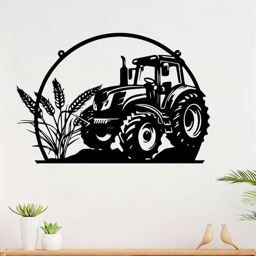 item picture 1pc tractor wheat metal wall tractor statue mural ideal gift for new year christmas farmhouse decor enthusiasts weather metal wall decor wall sculptures garden wall outdoor fence yard