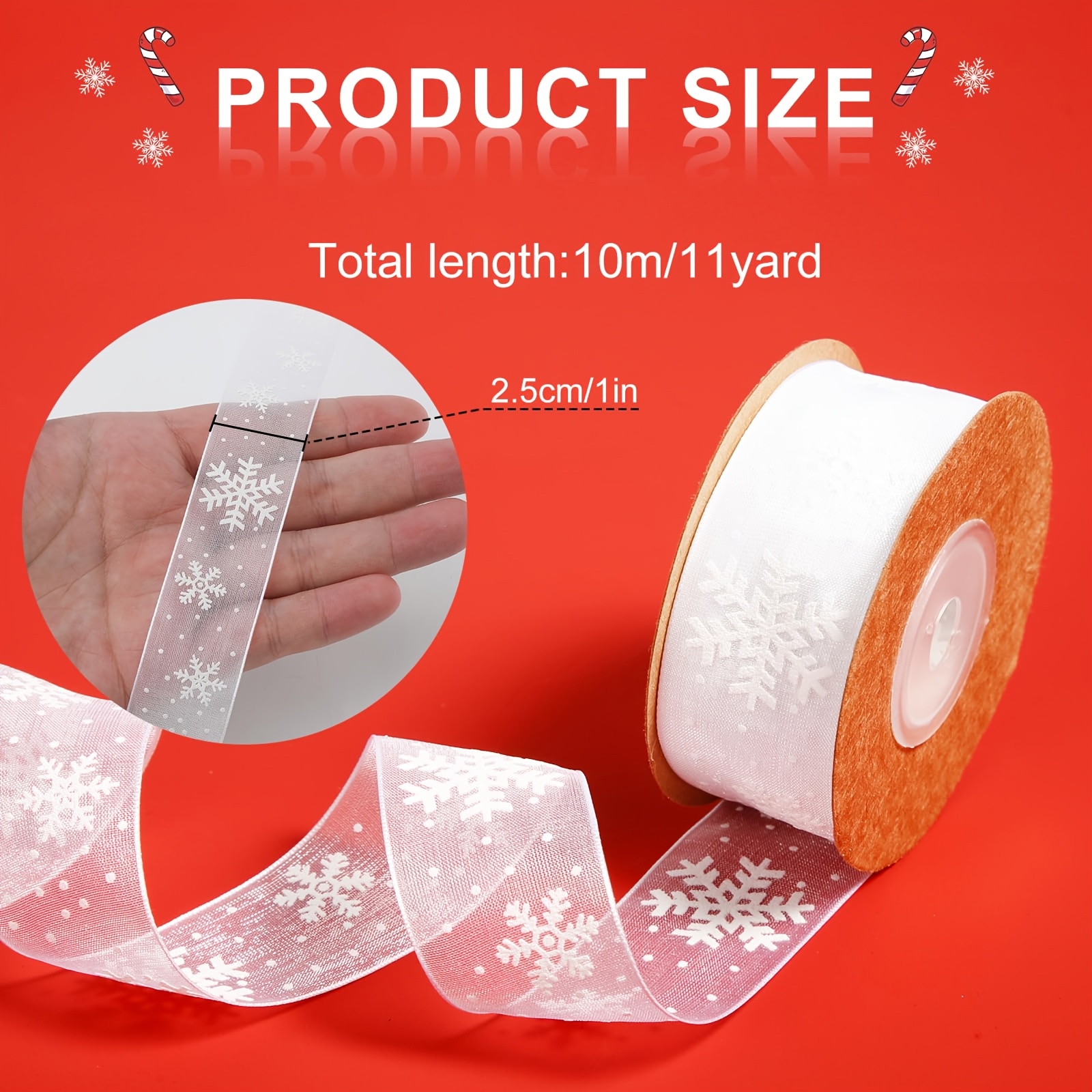 TEMU Nastro Natalizio con da 10m, Nastro con per Artigianato, Confezioni Regalo e Decorazioni per le Feste Invernali