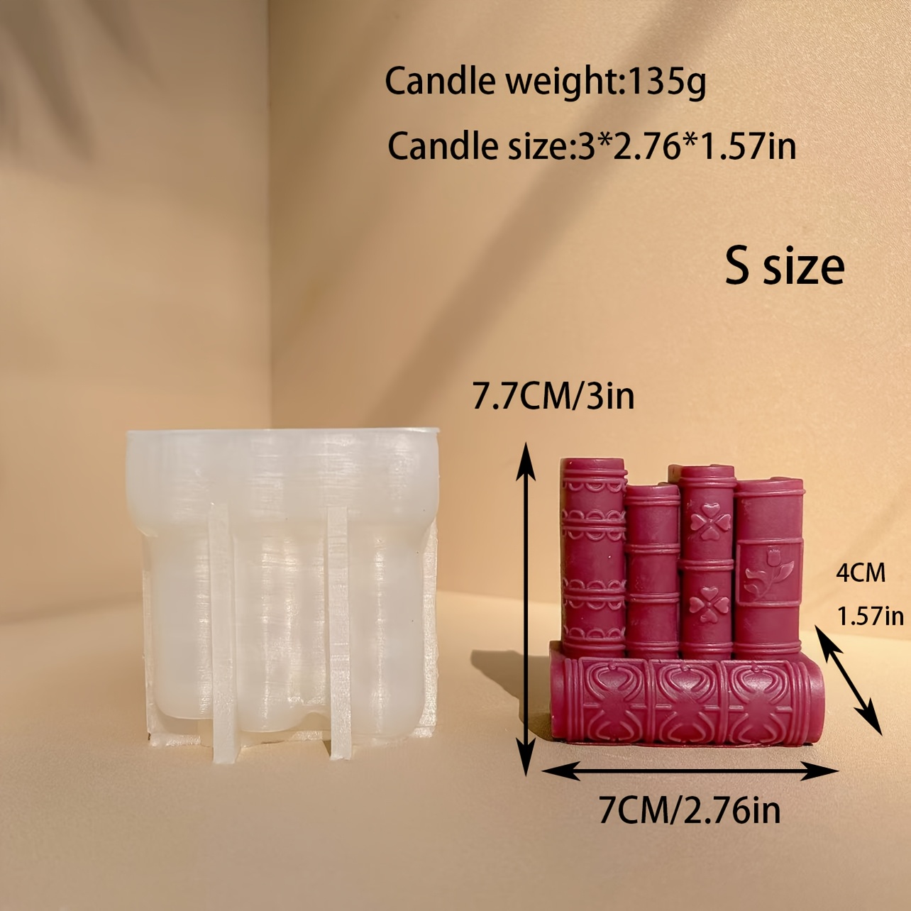 Image of 2-size Diy Bookshelf Silicone Mold For Handmade Resin, , Cement Candles And Soap - Aromatherapy Home Decor, Luxury Festival Gifts, Book Candle, Decoration