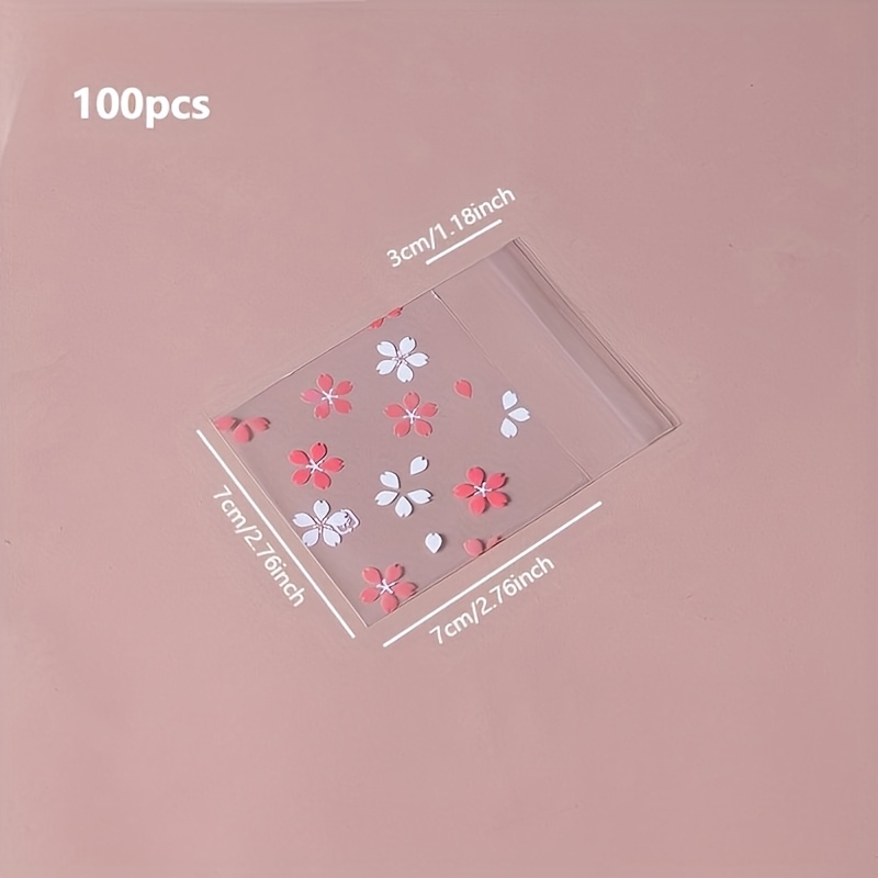 TEMU 100 Sacchetti Autosigillanti con Design di Fiori di Ciliegio | Buste Estetiche in Plastica per Gioielli, Regali e Piccoli Oggetti, per Viaggi e