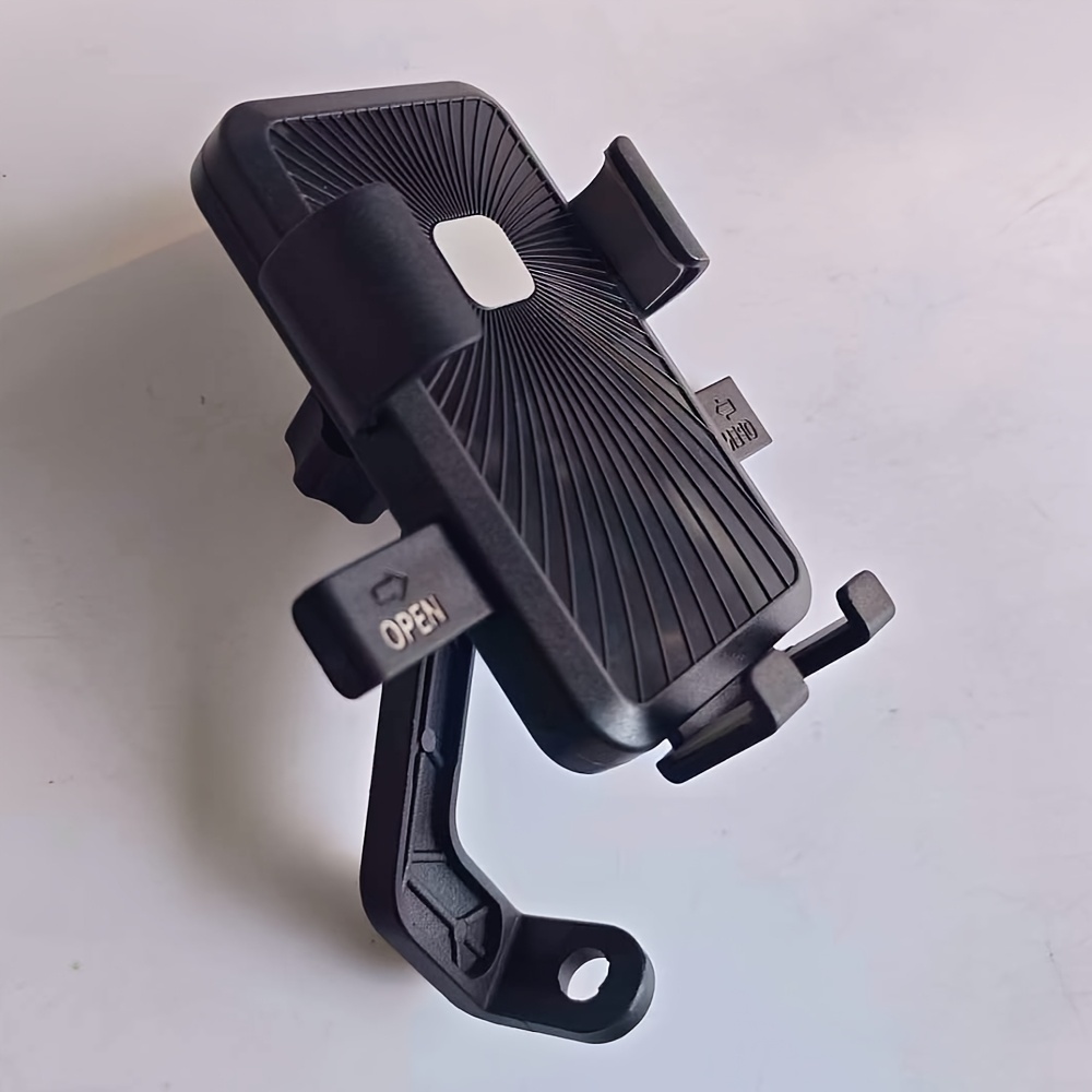 TEMU Universal Motorcycle Mountain Bike Scooter Bike Phone Mount Holder, Gravity Sensing, Single Hand Operation, 360 Degree Rotation, Black