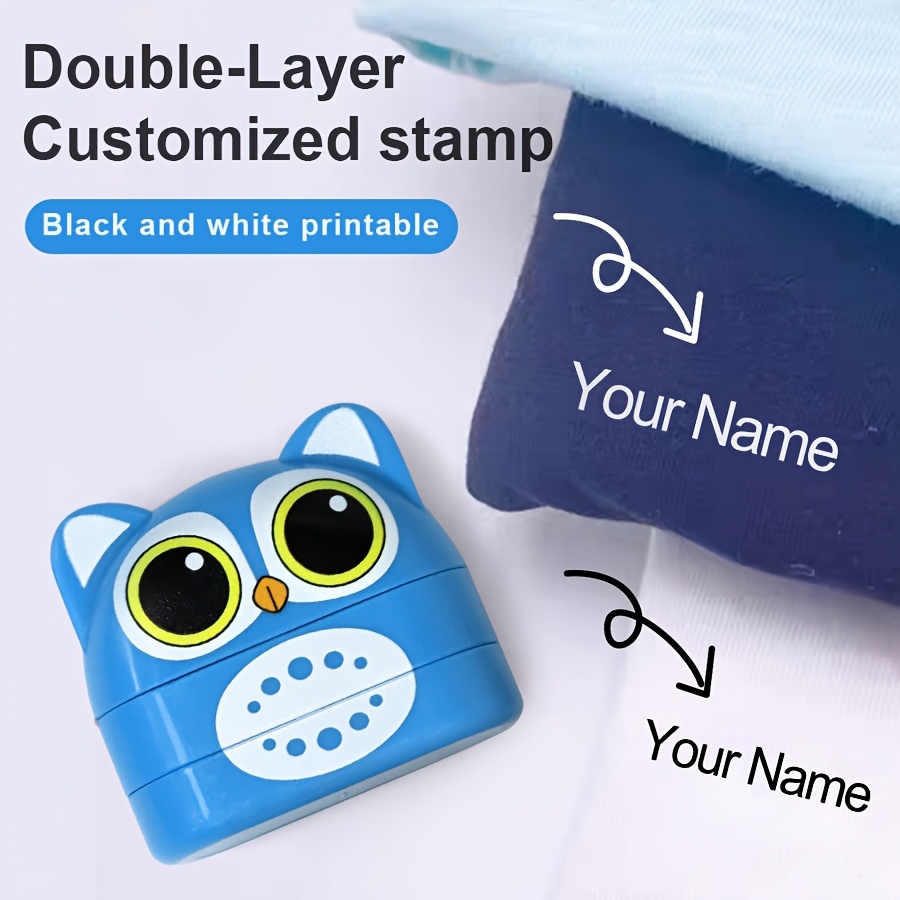 Customizable Dual-sided Name Stamp In White And Black Font - Personalized Plastic Seal For Scrapbooking, Crafts & More