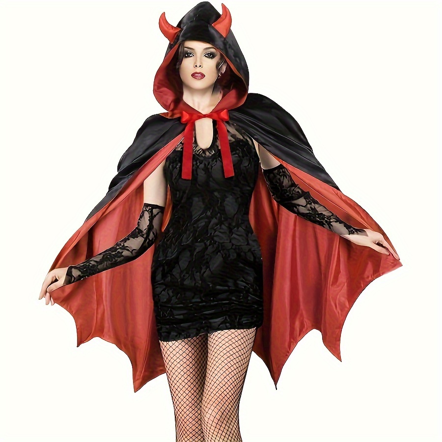 

2pcs, Double-layer Horn Cape + Bowknot Mardi Gras Performance Costume, Mardi Gras Horn , Performance Costume, Cape. Party Hat & Devil Horn Cape, & Cosplay Mardi Gras Adult Costume