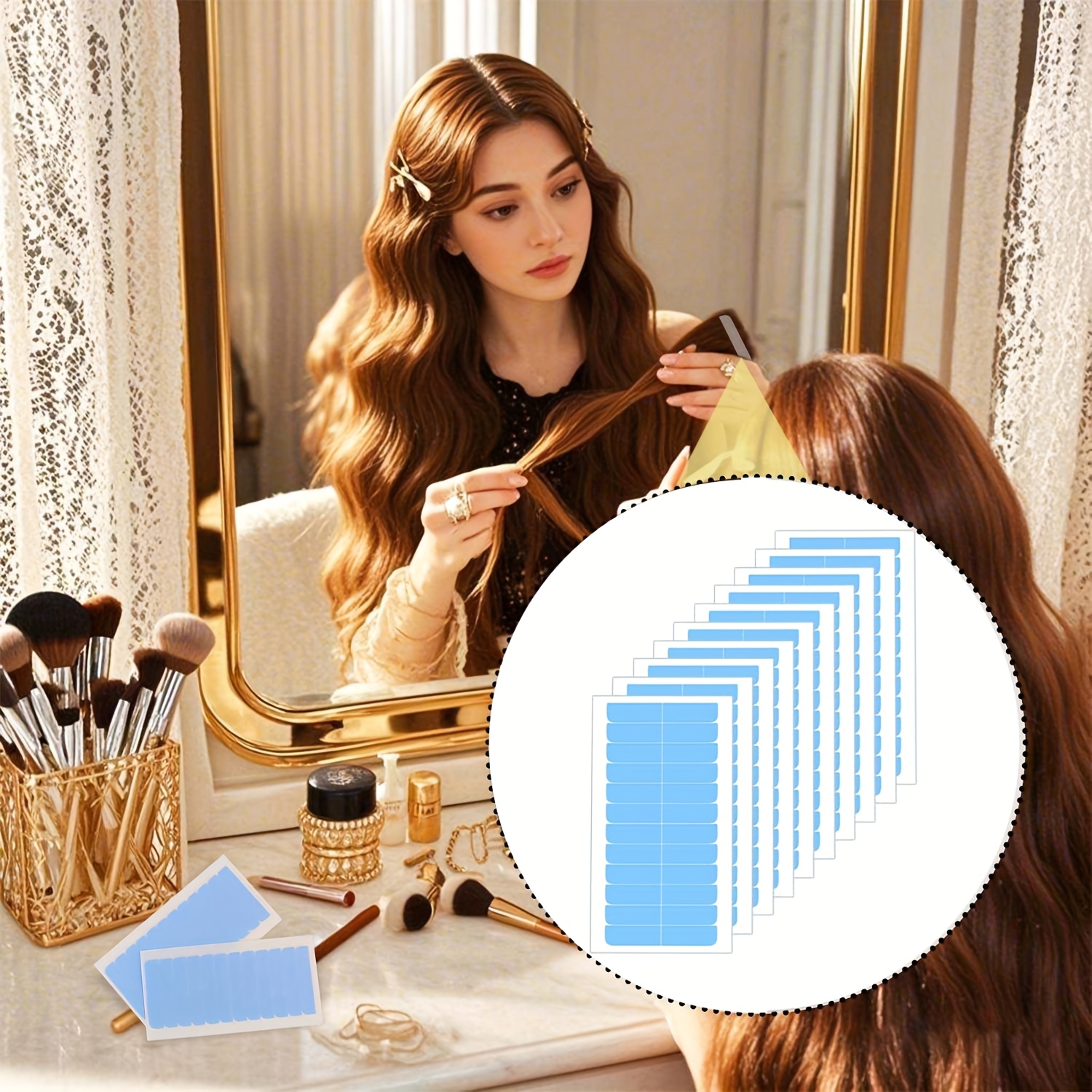 TEMU Double-sided Tape Specifically For Hair Extensions, Invisible Waterproof Hairpieces / Adhesive, Lace Front Wig Replacement Strips, Suitable For