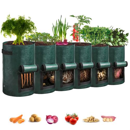 6 pack gallon planting pots potato planting bags vegetable planting bags with lids and handles for planting onions fruits tomatoes carrots green