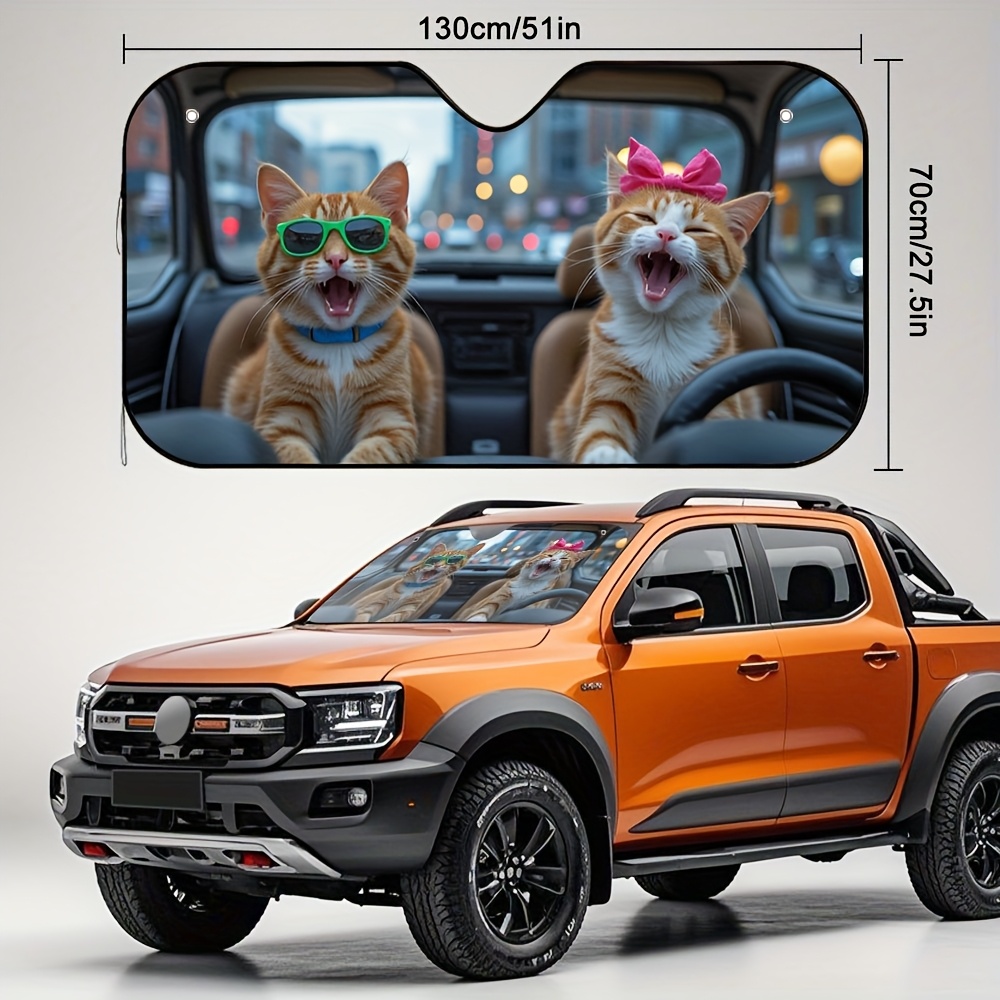 TEMU 1pc Driving Cat Car Sun Visor Gothic Sun Protection For Dark Themed Mysterious Looking Vehicle Accessory Fit Sunshade For The Goth Enthusiast,