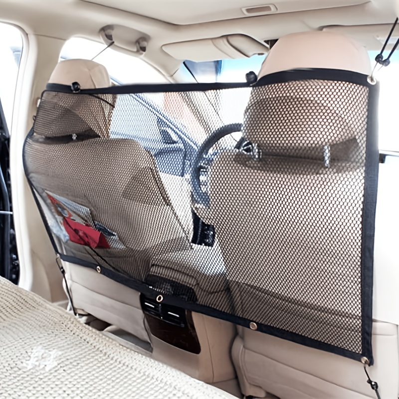 TEMU 1pc Portable And Easy-to-install Car Rear Seat Barrier Net, Universal Stretchable Design, Fits Suvs, Sedans, And . Prevents Pets From Driving,