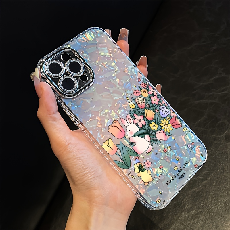 Softshell Case Backed Flower Rabbit Design Iphone Models - Temu