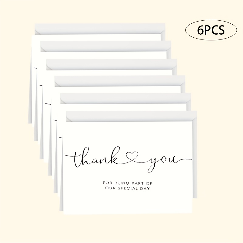 Image of 1pc/6pcs With Envelopes. Elegant Wedding Thank You Cards - Perfect For , English Text, Ideal For Use
