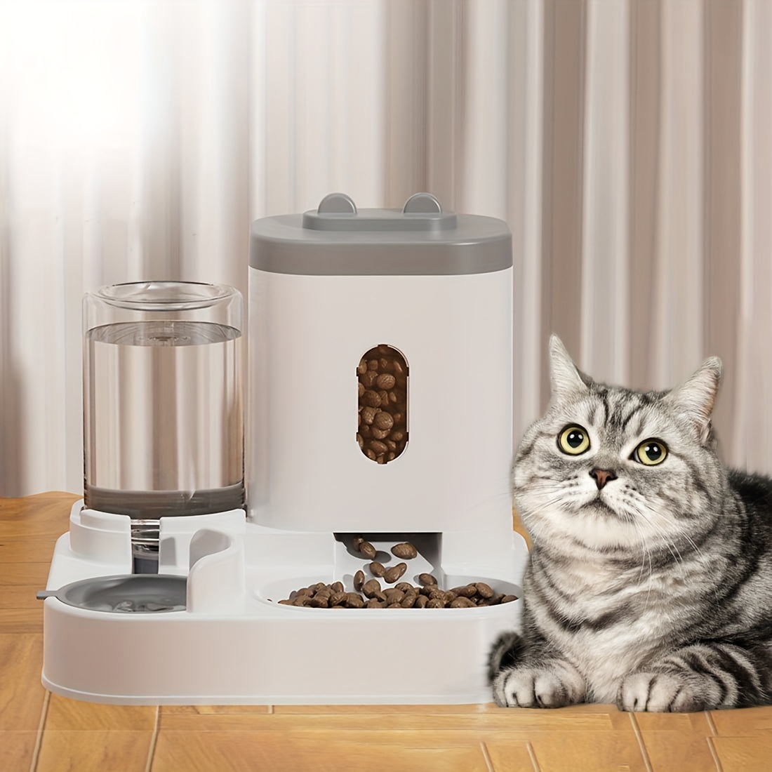 

Distributeur Automatique de Nourriture et d'Eau pour Chats 2-en-1 - Conçu pour le Cou, Station de Nourriture et d'Hydratation Non-Électrique pour Chats, Distributeur de Nourriture et d'Eau pour Chats