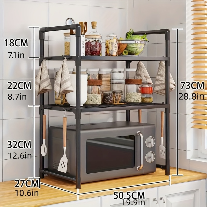 TEMU Lightweight Kitchen Spice Rack Storage Shelf, Floor Standing 2/3-tier Oven Stand, Organiser For Rice Cooker, Condiments, Microwave, ,