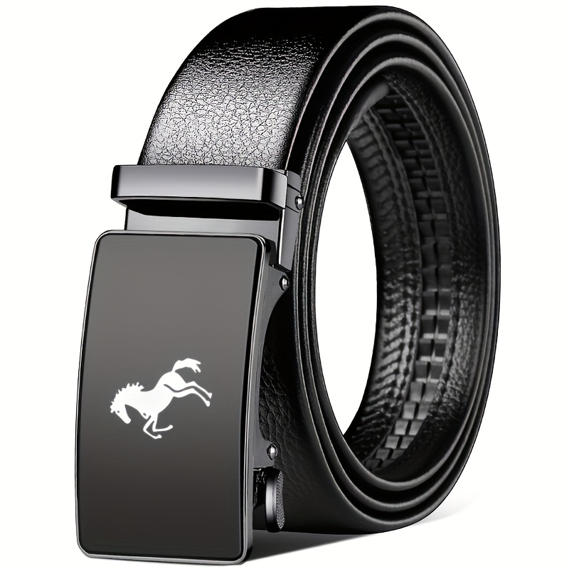 TEMU Men's Belt With A Horse Pattern, Durable And Easy To With An Automatic , Suitable For Business And Casual Occasions