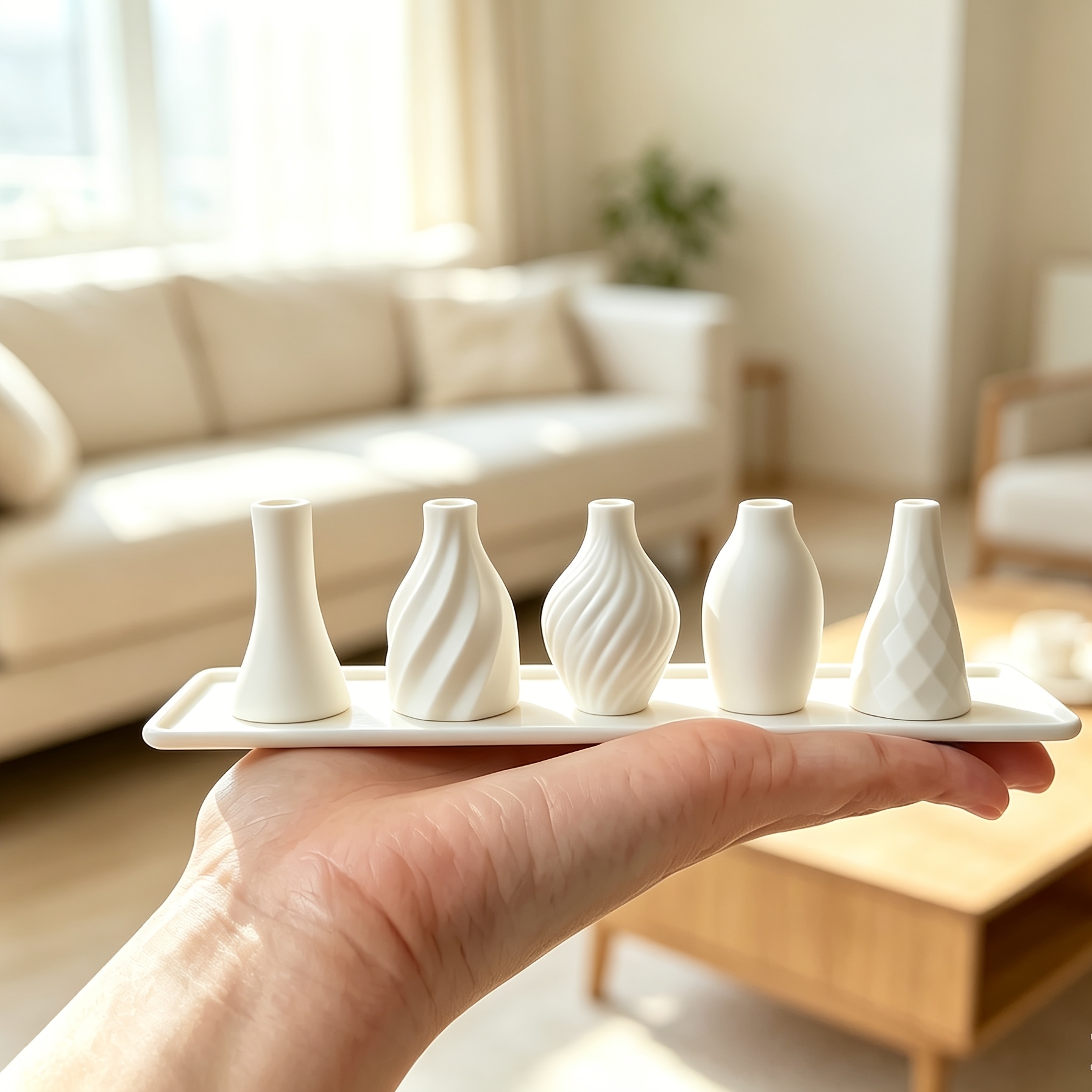TEMU 5pcs Exquisite And Creative Mini Bud Vase-shaped Art Sculpture Ornaments, Suitable For Office Desk Displays, Grand Scenes, Living Room Display